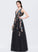 Suzanne Sequined V-neck A-Line Prom Dresses Tulle Floor-Length With Beading