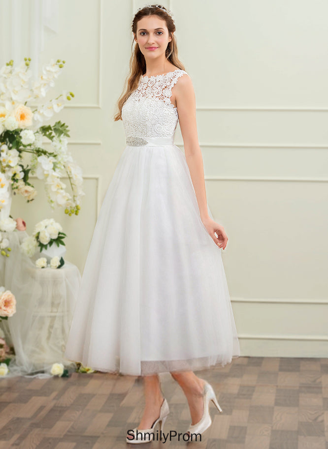 Lace Satin Tulle Sequins With Paloma Ball-Gown/Princess Beading Wedding Wedding Dresses Tea-Length Dress