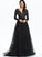 With Prom Dresses Ball-Gown/Princess Sequins Lace Sweep Tulle Aliya Train V-neck