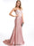 Rebekah Trumpet/Mermaid Satin Sweep Train Lace Prom Dresses Sweetheart