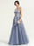 Off-the-Shoulder Tulle Floor-Length A-Line Prom Dresses Lace Haylie Illusion