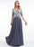 Sequins Floor-Length Prom Dresses With Nita Chiffon Lace V-neck A-Line