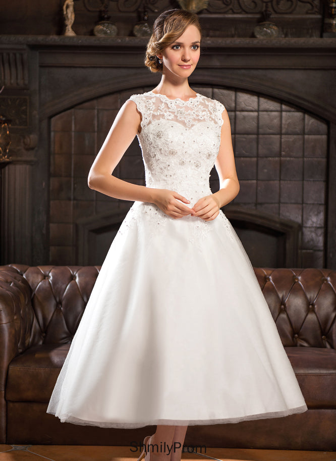 Lace Ball-Gown/Princess Tea-Length Tulle Wedding Dresses Kiley Beading Sequins With Wedding Dress