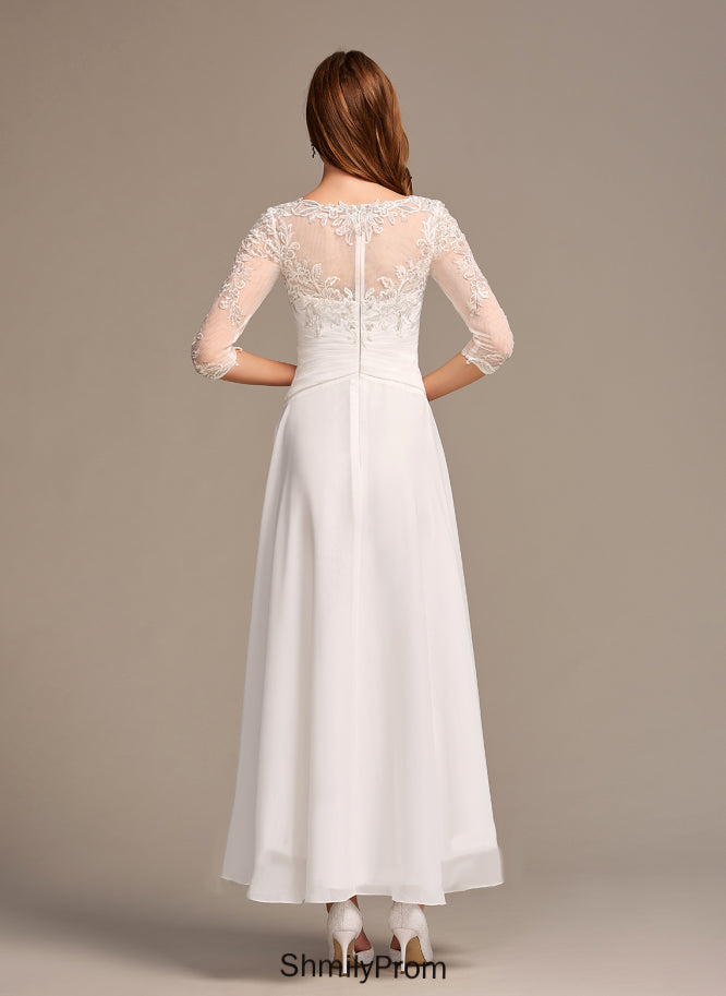 Wedding Dresses Victoria Asymmetrical Dress Lace A-Line Chiffon Wedding With Illusion