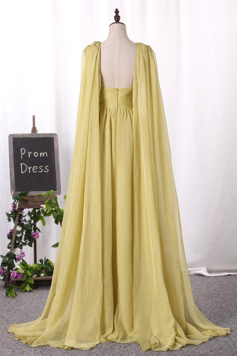 Prom Dresses Flowing V-Neck Chiffon Column With