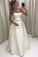 Cute Elegant Strapless Long A-Line Ivory Satin Prom Dresses Wedding