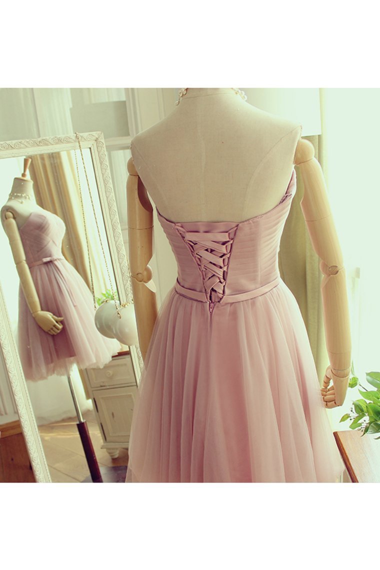 2024 Tulle Bridesmaid Dresses Strapless Ruched Bodice With Sash
