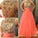 Prom Dresses Scoop Long Tulle Coral Beads Sheer Back High Neck Sleeveless Evening Dress