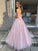 Pink Sweetheart Sleeveless A Line Tulle Lace Prom Dresses