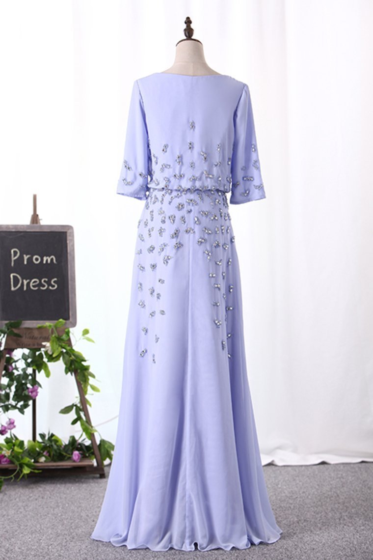 Mid-Length Sleeves Scoop Mother Of The Bride Dresses A Line With