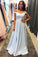 Charming Off The Shoulder Long Light Sky Blue Simple Prom