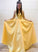 A Line Simple Yellow Satin Spaghetti Straps Formal Evening Dresses Long Prom Dresses