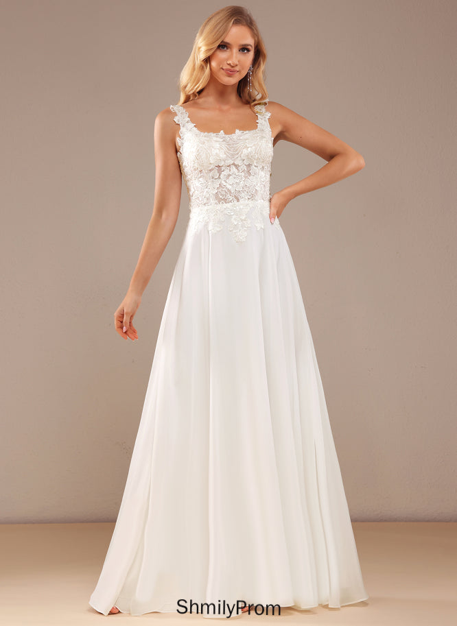 With Lace Floor-Length Dress Wedding A-Line Sequins Wedding Dresses Square Lindsay Chiffon