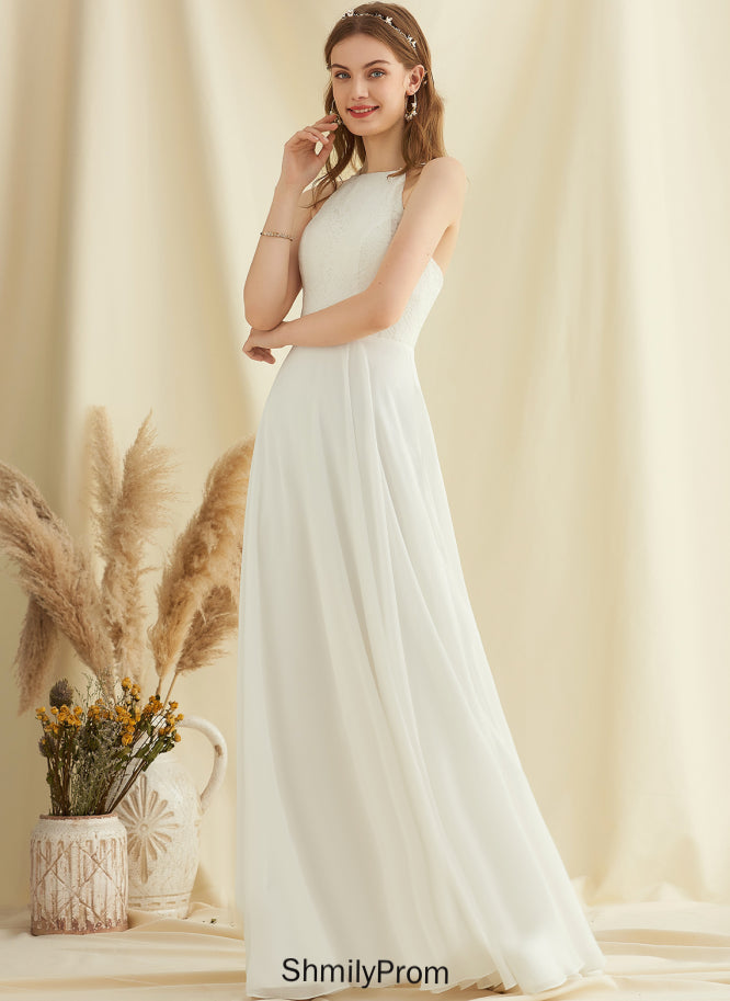 Kinsley Wedding A-Line Dress Wedding Dresses Lace Floor-Length Chiffon