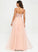 Aiyana A-Line Tulle Prom Dresses Floor-Length Sequins With Scoop Lace