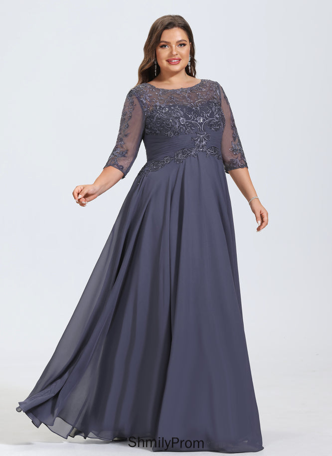With Floor-Length Illusion Scoop Prom Dresses Pleated Noemi A-Line Chiffon Lace Sequins