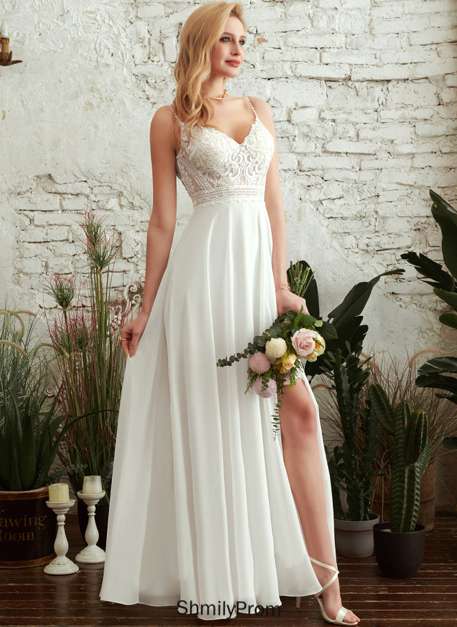 Lace Floor-Length Mckinley Dress Wedding A-Line Wedding Dresses Chiffon V-neck