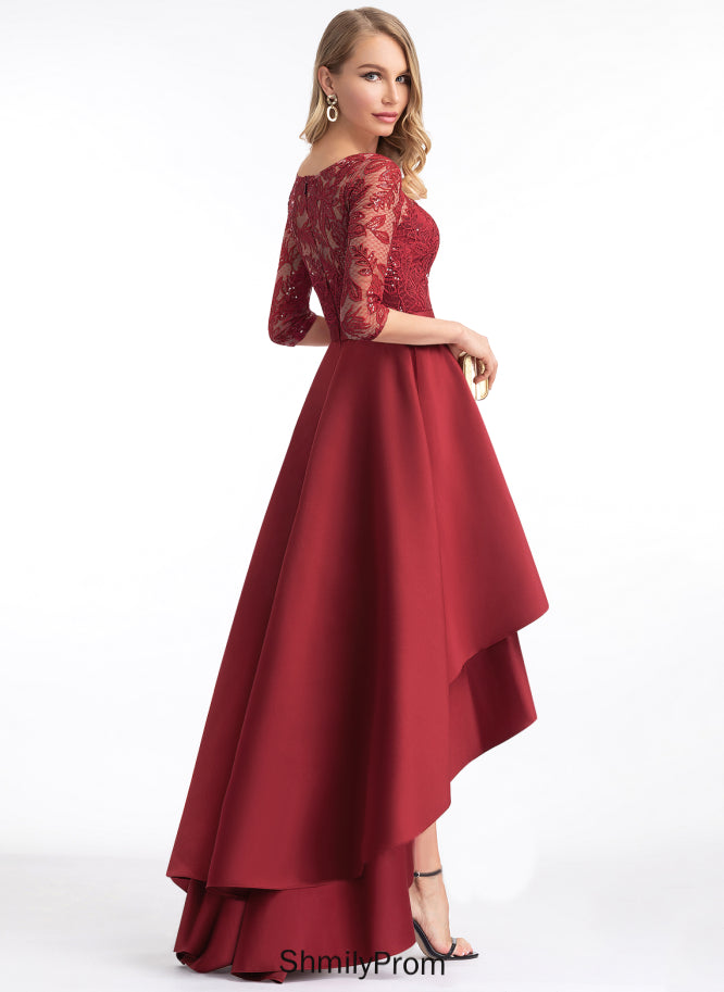 Neckline Asymmetrical Sequins Length Embellishment Scoop Silhouette A-Line Fabric Illusion Amina Bridesmaid Dresses