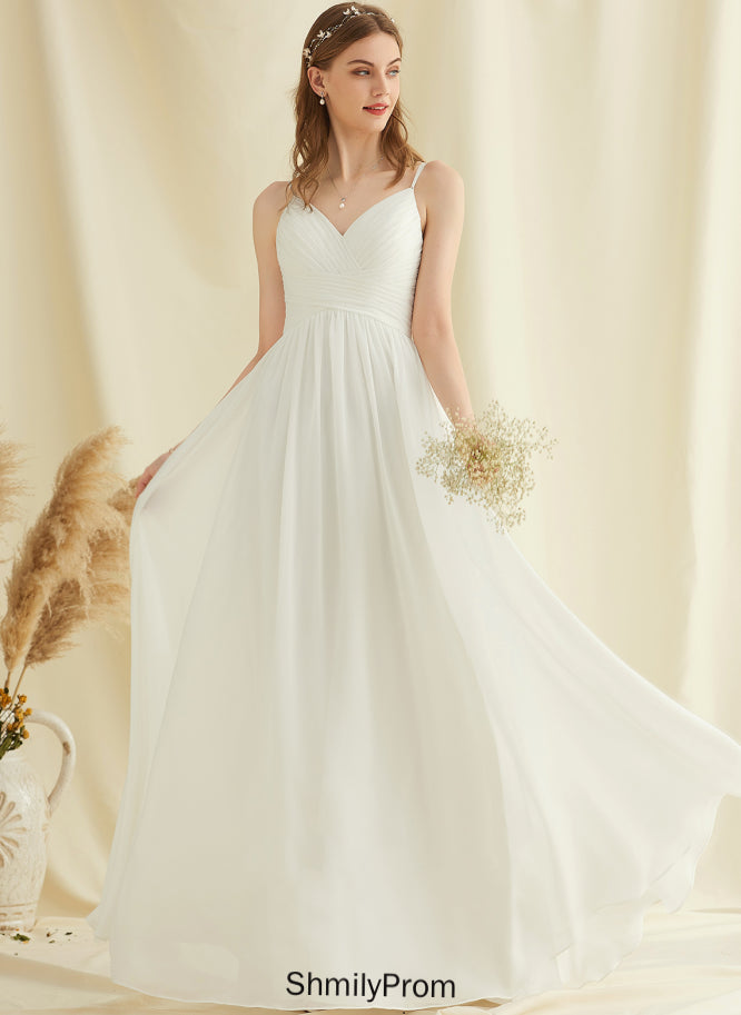 A-Line Chiffon Wedding Dresses Floor-Length Wedding Dress V-neck Nicole