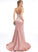 Rebekah Trumpet/Mermaid Satin Sweep Train Lace Prom Dresses Sweetheart