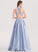 Elliana Prom Dresses Floor-Length Scoop Satin With Ball-Gown/Princess Sequins Lace Beading
