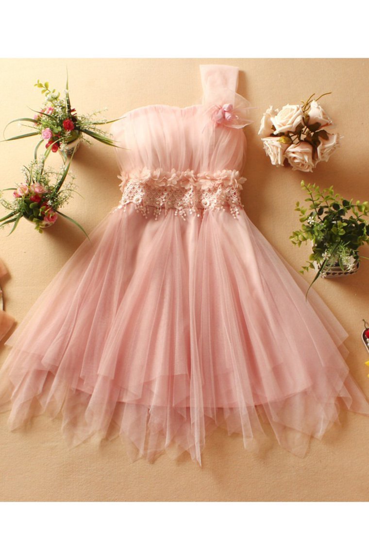 2024 One Shoulder Homecoming Dresses A Line Tulle With Handmade