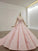 Elegant Ball Gown Pink Long Sleeves Appliques Prom Dresses, Quinceanera STC20482