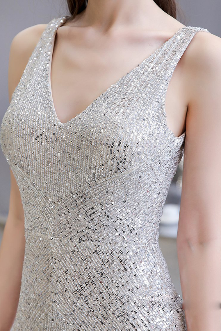 Glitter Sequin V-Neck Prom Evening Jumpsuit