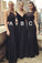 Formal A-Line Black Chiffon Lace Long Elegant Wedding Party Dresses Bridesmaid