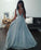 Sky Blue Sleeveless V-neck Long Prom Dresses Uk