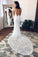 V-Neck Open Back Sheath Ivory Lace Long Wedding Dresses Bridal