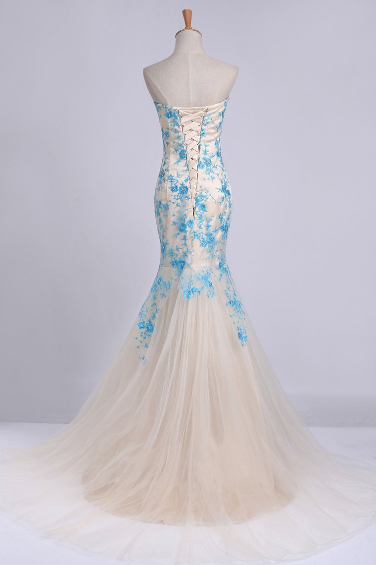 Elegant&Perfect Tulle & Lace Prom Dress Corset Mermaid