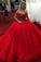 Sparkly Red Ball Gown Sweetheart Off Shoulder Prom Dresses with Sequins