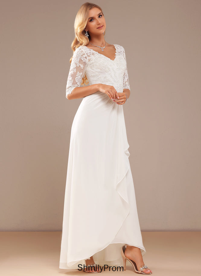 Wedding Aryanna Lace Dress Ruffle Chiffon A-Line Wedding Dresses V-neck With Asymmetrical