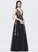 Suzanne Sequined V-neck A-Line Prom Dresses Tulle Floor-Length With Beading