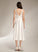 Lace Wedding Dresses A-Line Tea-Length Satin Dress Eva V-neck Wedding