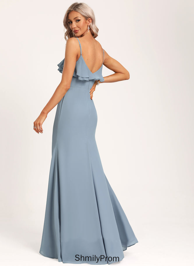 Fabric Length V-neck A-Line Ruffle Neckline Floor-Length Silhouette Embellishment Isla Floor Length Scoop Bridesmaid Dresses