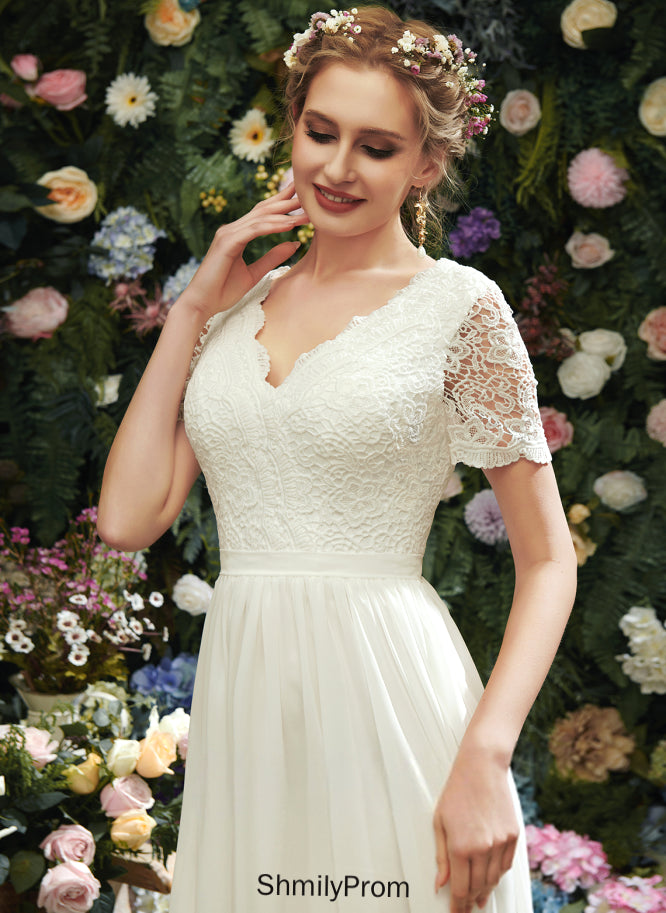 Asymmetrical Caitlin Dress Wedding Wedding Dresses Lace Chiffon A-Line V-neck