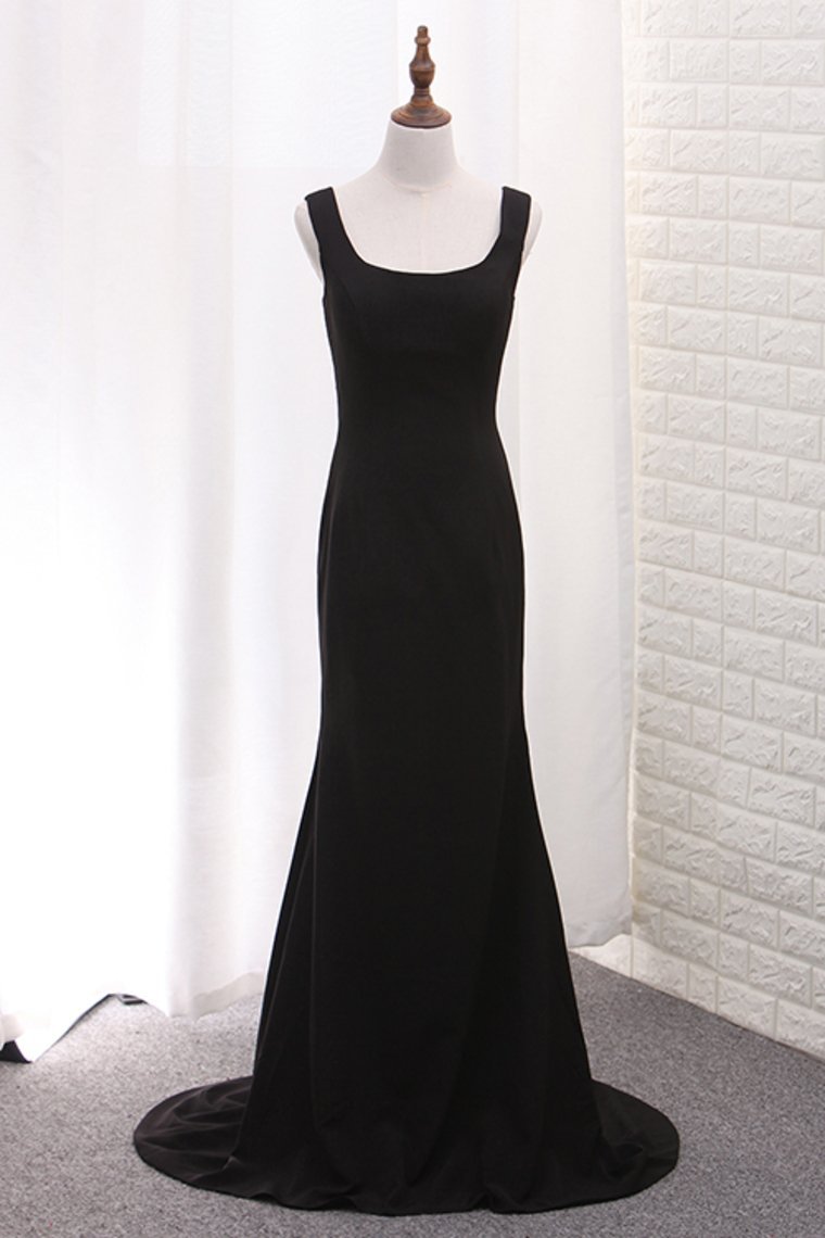 2024 New Arrival Square Neck Evening Dresses Satin Mermaid Sweep
