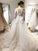 Classic V Neck Long Sleeves Tulle Lace Appliques Ball Gown Wedding Dresses