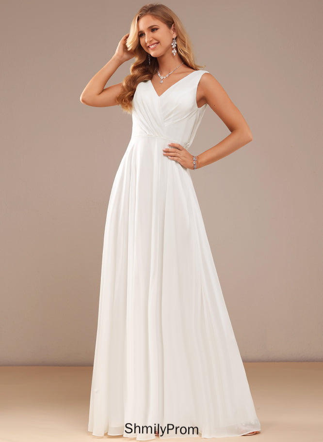 Wedding A-Line Dress Lace Damaris Wedding Dresses V-neck Floor-Length Chiffon