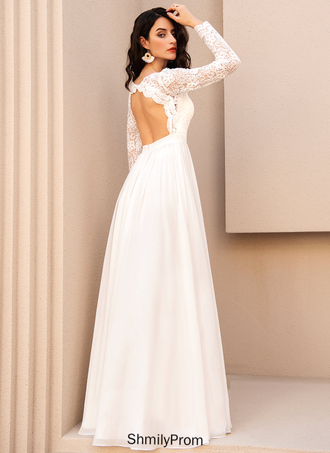 Daniella V-neck Lace Wedding Dresses Chiffon Dress Wedding Floor-Length A-Line