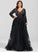 With Prom Dresses Ball-Gown/Princess Sequins Lace Sweep Tulle Aliya Train V-neck