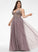 Araceli Beading Lace Tulle V-neck A-Line With Sequins Prom Dresses Floor-Length