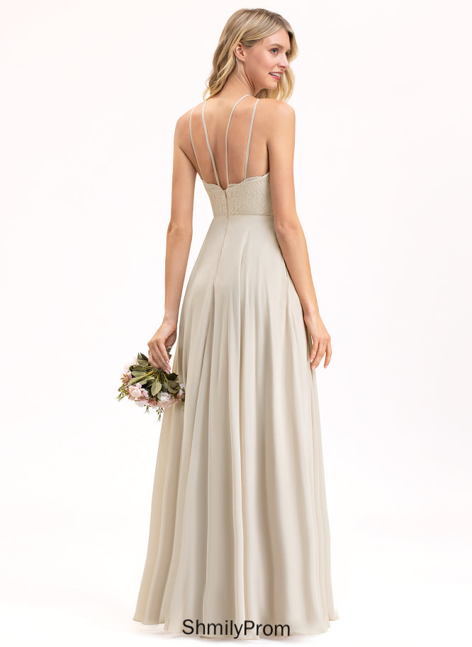 A-Line Lace Floor-Length Scoop Straps&Sleeves Neckline Length Silhouette Fabric Jamie V-Neck A-Line/Princess Bridesmaid Dresses