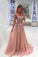 Beautiful Pink A-Line Elegant Embroidered Appliques Long Prom