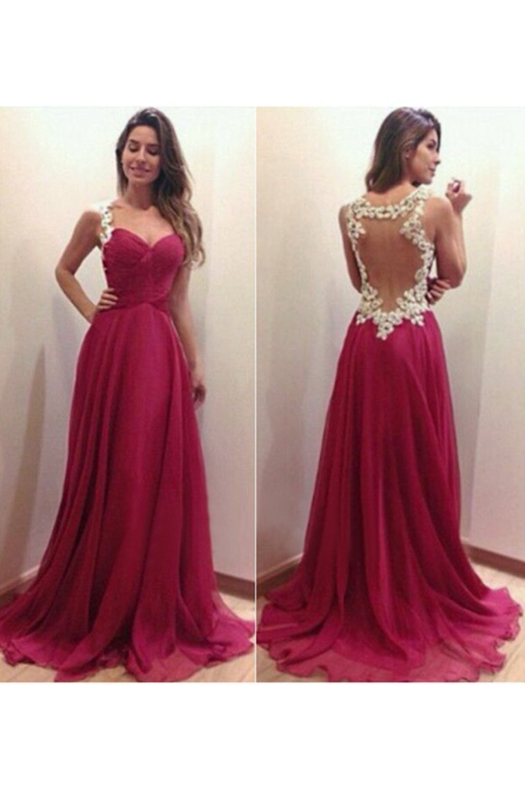 2024 Prom Dresses Straps A Line Floor Length With Applique Burgundy/Maroon