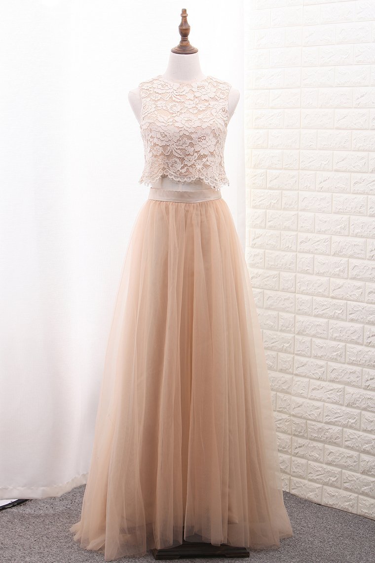 2024 A Line Tulle & Lace Two-Piece Bridesmaid