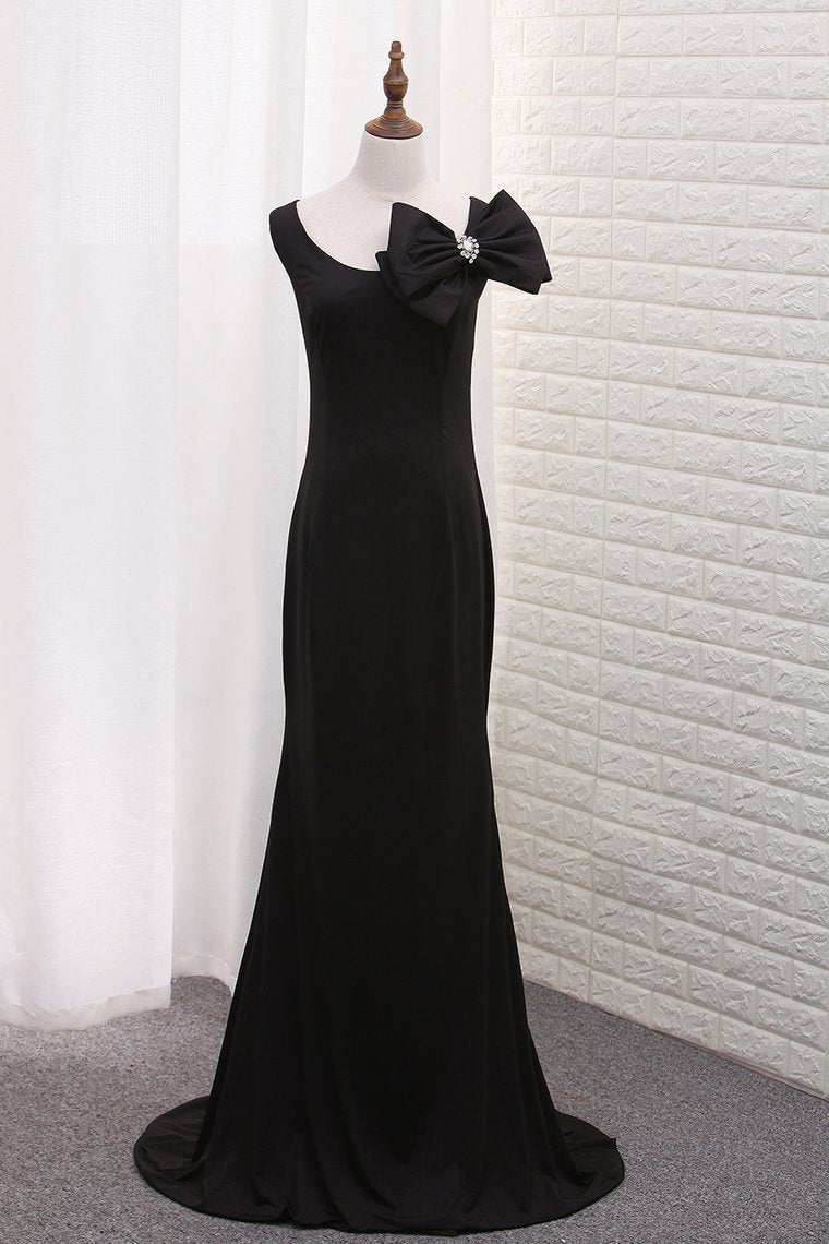 Straps Sheath Evening Dresses With Bow-Knot