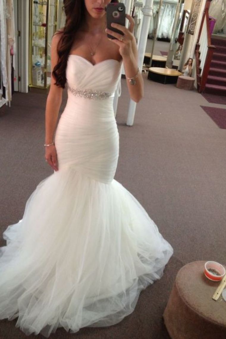 2024 Stunning Sweetheart Mermaid/Trumpet Wedding Dresses Pleated Bodice Tulle